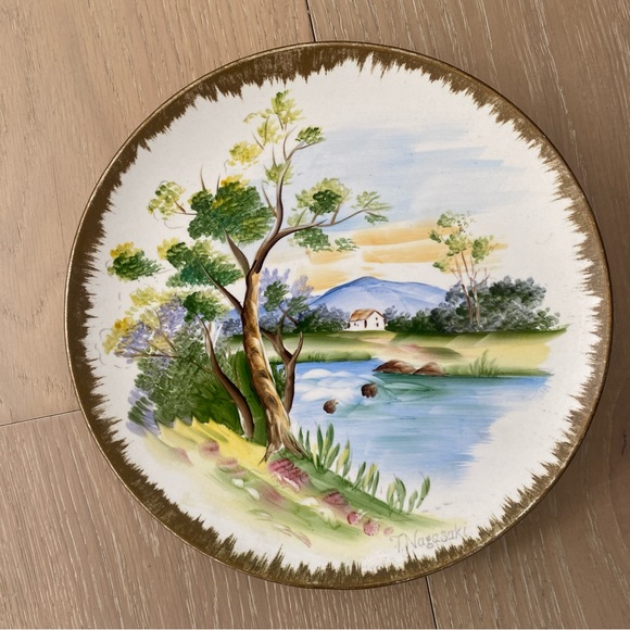 ⭐️Enesco⭐️4 Vintage Hand Painted Plate Signed by artist T. Nagasaki - Picture 2 of 10